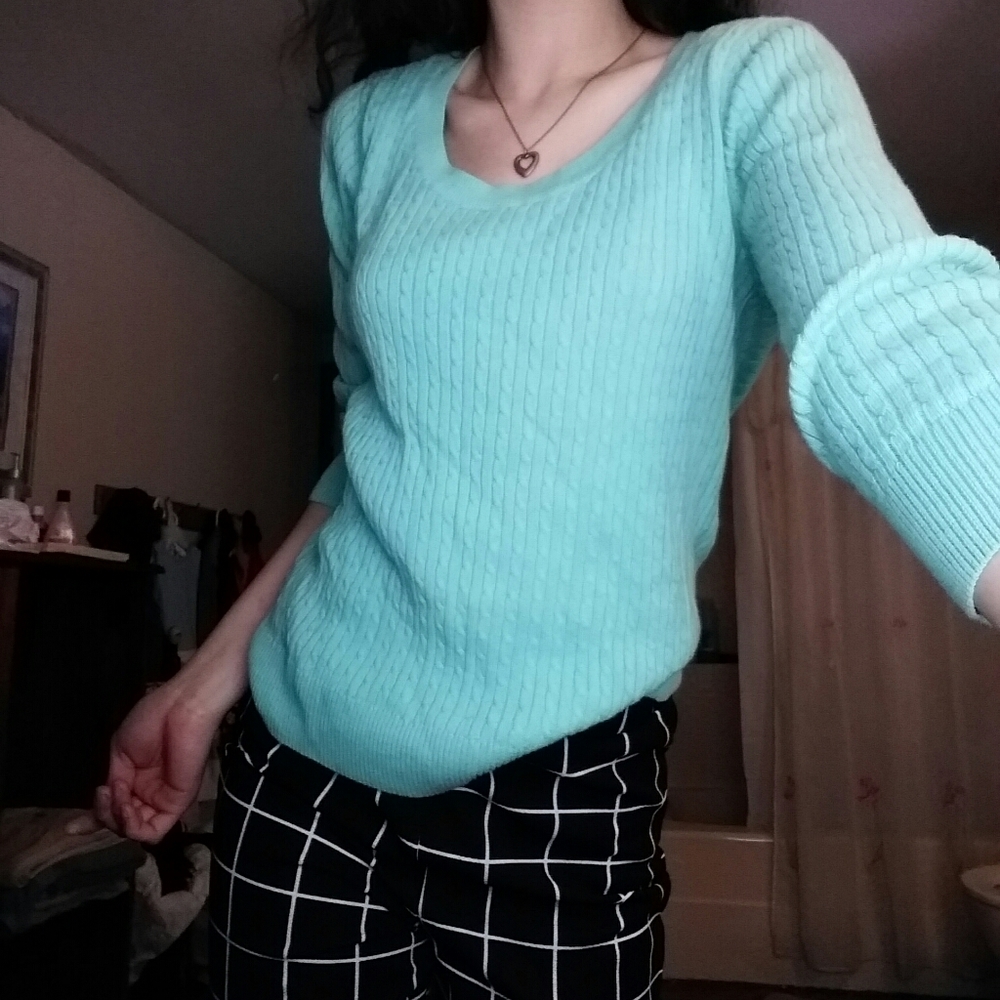 Turquoise scoop-neck sweater